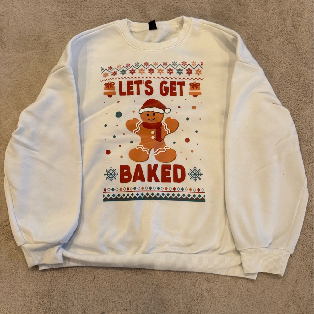 SHEIN Lets Get Baked Gingerbread Sweater  Size Large